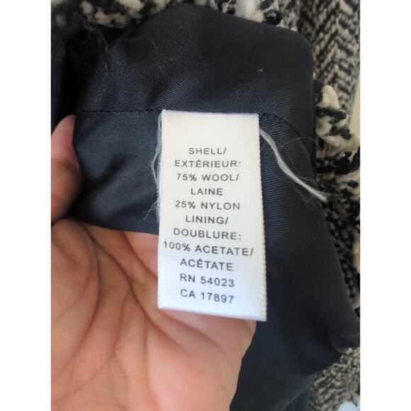 Banana Republic Wool Tweed Herringbone Trench Coat with Frayed Edges Size M - Picture 3 of 5